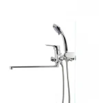 Однорычажный смеситель для ванны Mixxus Premium DONNA 006 латунный хромированный с длинным поворотным изливом 320 мм (MI0583)