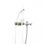 Смеситель для ванны MIXXUS FINIO 009 хромированный однорычажный с коротким литым изливом и душем (MI1614)