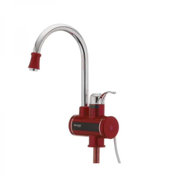 Водонагрівач 3 kW проточний, з індикатором температури, RESET, на мийку MIXXUS Electra 240-E RED (колір червоний) (MI2748)
