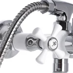 Змішувач для ванни Mixxus Omega 140 білий матовий з хромом, двохвентильний з довгим поворотним виливом (MI2768)