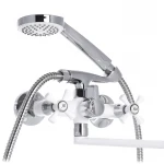 Змішувач для ванни Mixxus Omega 140 білий матовий з хромом, двохвентильний з довгим поворотним виливом (MI2768)
