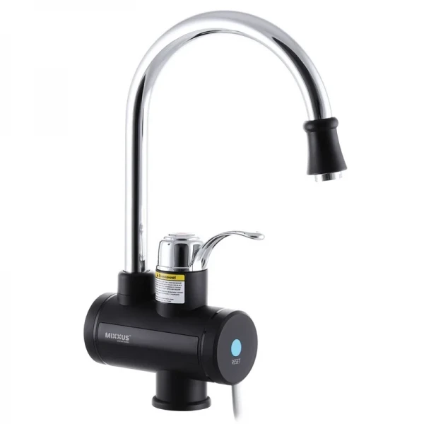 Водонагрівач 3 kW проточний, з індикатором температури, RESET, на мийку MIXXUS Electra 240-E BLACK (колір чорний) (MI2828)
