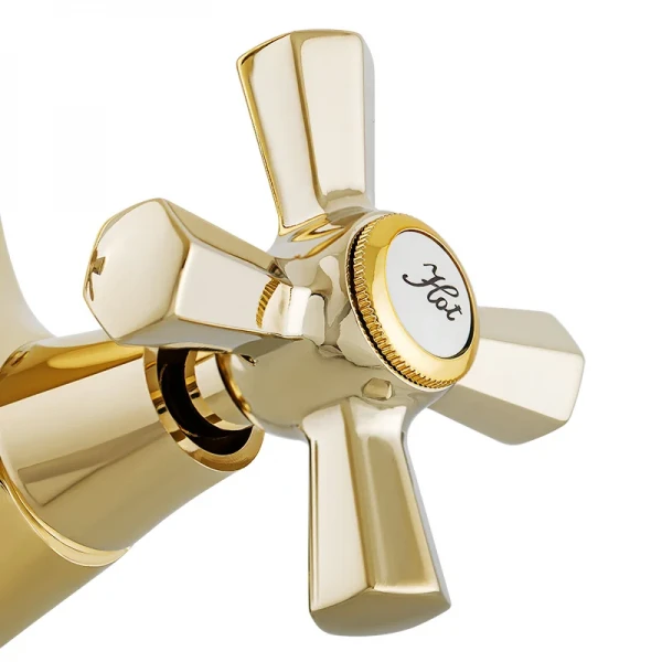 Смеситель для умывальника Mixxus Premium Retro Gold-161 латунный двухвентильный (MI5848)