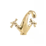 Смеситель для умывальника Mixxus Premium Retro Gold-161 латунный двухвентильный (MI5848)