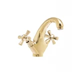 Смеситель для умывальника Mixxus Premium Retro Gold-161 латунный двухвентильный (MI5848)