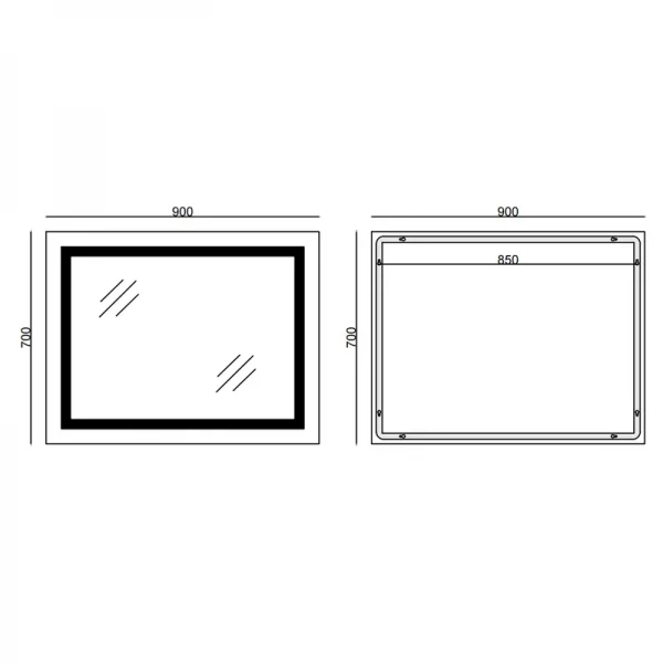Дзеркало Mixxus LIGHT MR01-90x70 з Led Touch, Anti-fog, димером, регулятором яскравості, годинником (MI5999)