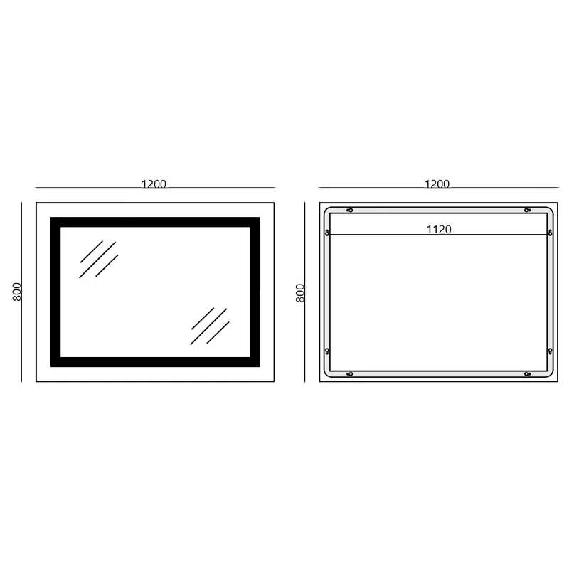 Зеркало Mixxus Warm MR02-120x80 (часы, LED-подсветка, антизапотевание) (MI6001)