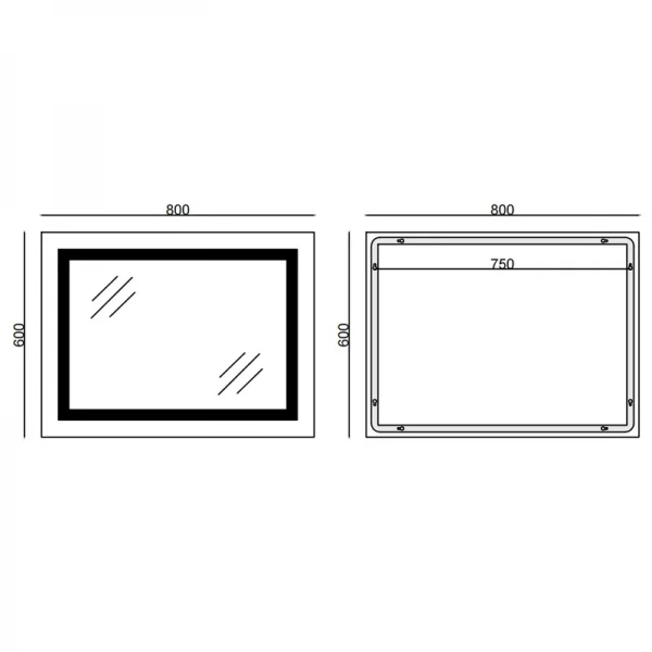 Дзеркало Mixxus STYLE MR03-80x60 з Led Touch, Anti-fog, димером, регулятором яскравості, годинником (MI6005)