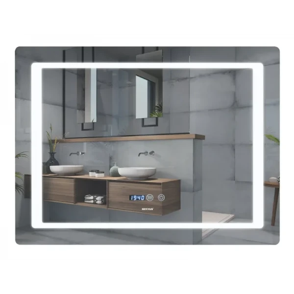 Зеркало Mixxus Style MR03-80x60 (часы, LED-подсветка, антизапотевание) (MI6005)