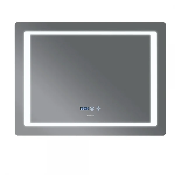 Дзеркало Mixxus STYLE MR03-90x70 з Led Touch, Anti-fog, димером, регулятором яскравості, годинником (MI6007)