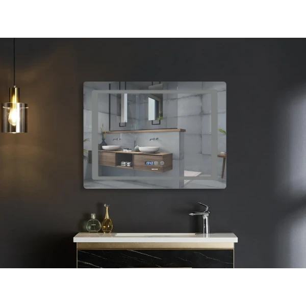 Зеркало Mixxus Style MR03-90x70 (часы, LED-подсветка, антизапотевание) (MI6007)