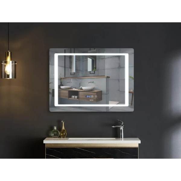 Зеркало Mixxus Style MR03-90x70 (часы, LED-подсветка, антизапотевание) (MI6007)