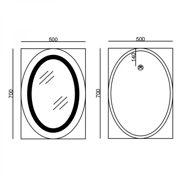 Дзеркало Mixxus Plain MV02-50x70 (годинник, LED-підсвічування, антизапотівання) (MI6010)