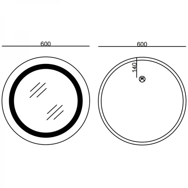 Зеркало Mixxus Plain MC02-60 (часы, LED-подсветка, антизапотевание) (MI6012)