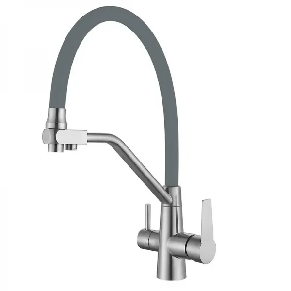 Кухонный смеситель с серым силиконовым изливом Mixxus FUL-021 (с вых.для питьевой воды) (MI6020)