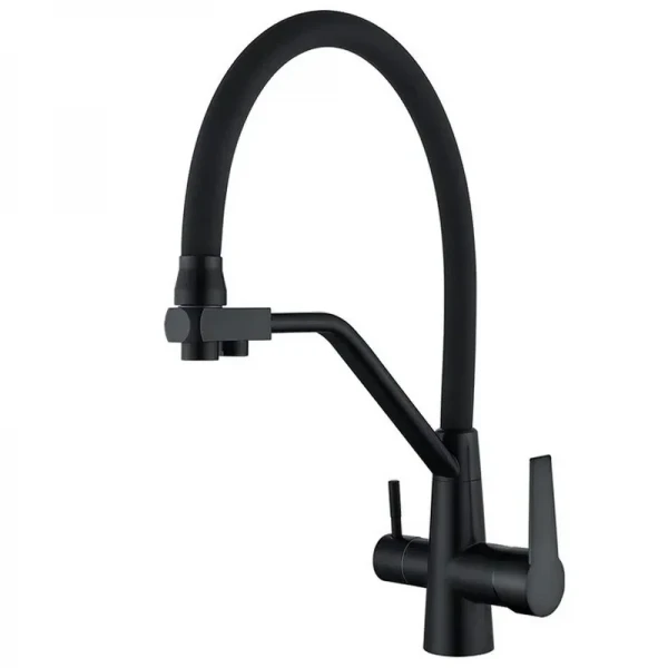 Кухонный смеситель с черным силиконовым изливом Mixxus FUL-021 (с вых.для питьевой воды) (MI6021)