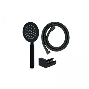 Душевой набор Mixxus Shower SET-01.SUS из нержавеющей стали черный матовый с лейкой, шлангом и кронштейном (MI6158)