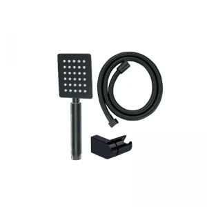 Душевой набор Mixxus Shower SET-02.SUS нержавеющий черный матовый с лейкой, шлангом и кронштейном (MI6159)