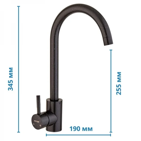 Смеситель для кухни Mixxus SUS-011 Stone Black из нержавеющей стали, высокий поворотный излив (MI6209)