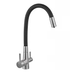 Смеситель для кухни Mixxus SUS-021 REFL.BLACK с сил. изливом с нерж.ст.SUS304 с вых. для пит. воды (MI6213)