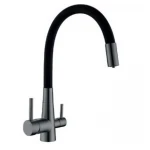 Смеситель для кухни Mixxus SUS-021 GRAPHITE REFL.BLACK с нерж.ст.SUS304 с вых.для пит.воды (MI6215)