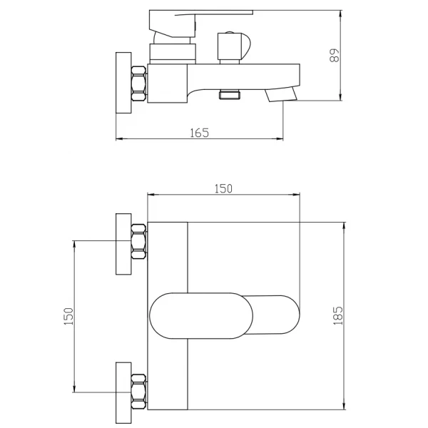 Одноважільний змішувач для ванни Mixxus Bruno 009 хромований з литим зливом 115 мм (MI6275)
