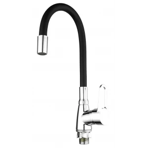 Смеситель для кухни MIXXUS Elba 014 черный с гибким изливом на гайке (MI6306)