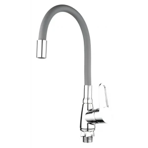 Смеситель для кухни Mixxus Elba 014 серый / хром с гибким изливом на гайке (MI6308)