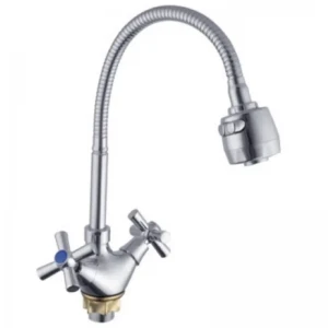 Смеситель для кухни MIXXUS Toledo 271 Reflector хромированный двухвентильный с гибким изливом на гайке (MI6318)