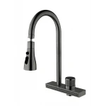 Смеситель для кухни Mixxus FOL-017 Graphite с функц. "водопад" из нерж. стали (MI6344)