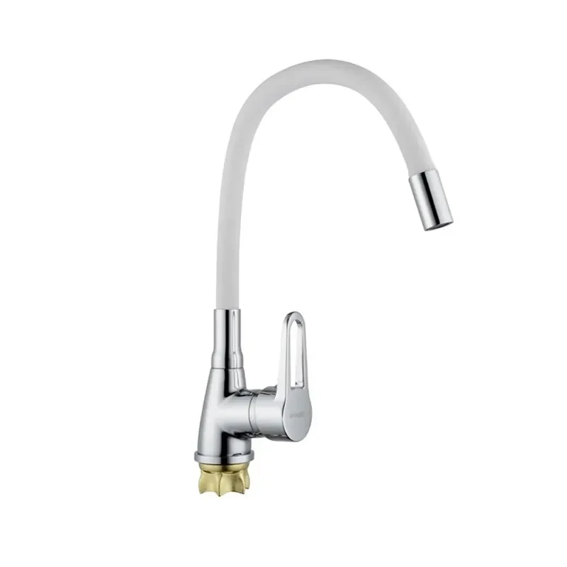 Смеситель для кухни с силиконовым изливом Champion Sop 014-045 (Nut) Refl.White (MI6362)