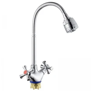 Смеситель для кухни Champion TLH 271-827 Reflector латунный хром с гибким изливом на гайке (MI6417)