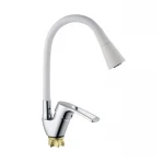 Смеситель для кухни с силиконовым изливом Champion YUB 011-181 (Nut) Refl.White (MI6423)