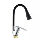 Смеситель для кухни с силиконовым изливом Champion YUB 011-279 (Nut) Refl.Black (MI6424)