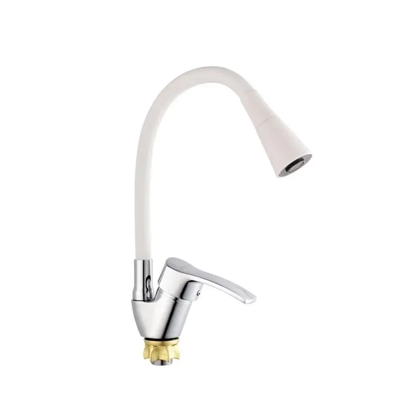 Смеситель для кухни с силиконовым изливом Champion YUB 011-279 (Nut) Refl.White (MI6426)
