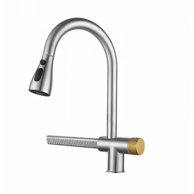 Смеситель для кухни Mixxus FOZ-014 с выдвижной лейкой и функцией «водопад» (MI6536)