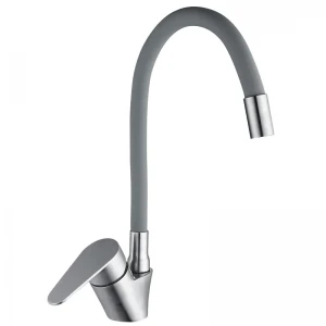 Смеситель для кухни Mixxus NEO-011 REFL.Gray нержавеющая сталь с гибким силиконовым изливом (MI6557)