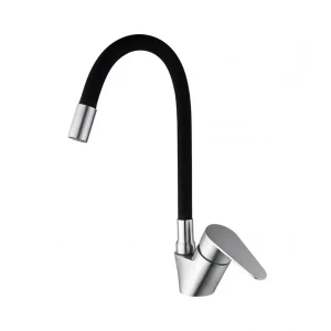 Смеситель для кухни MIXXUS NEO-011 REFL.Black из нержавеющей стали с гибким силиконовым изливом (MI6558)