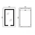 Зеркало Mixxus HARD MR06-50x80-CASE с Led Touch, Anti-fog, димером, регулятором яркости, часами (MI6657)