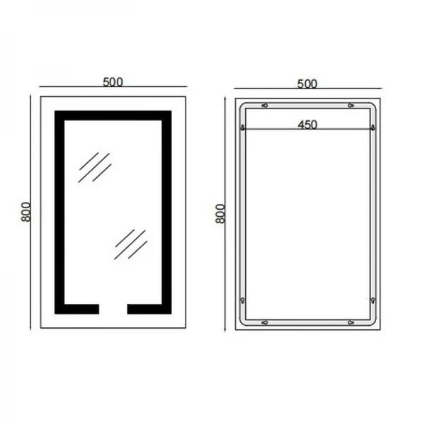 Дзеркало Mixxus HARD MR06-50x80-CASE з LED Touch, Anti-fog, димером, рег. яскравості, годинником (MI6657)