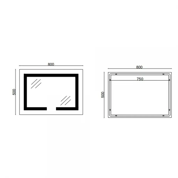 Зеркало Mixxus HARD MR07-80x50 с Led Touch, Anti-fog, димером, регулятором яркости (MI6658)