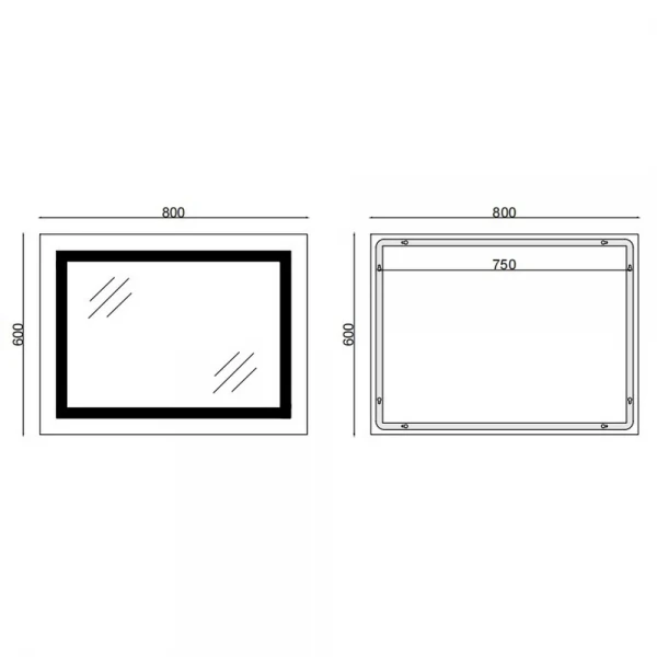 Дзеркало Mixxus TALL MR08-80x60-REVERSE з LED Touch, Anti-fog, димером, регулюванням яскравості (MI6659)
