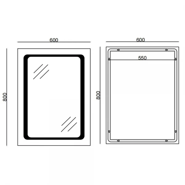 Зеркало Mixxus TWEE MR09-80x60-Reverse с Led Touch, Anti-fog, димером, регулятором яркости (MI6660)