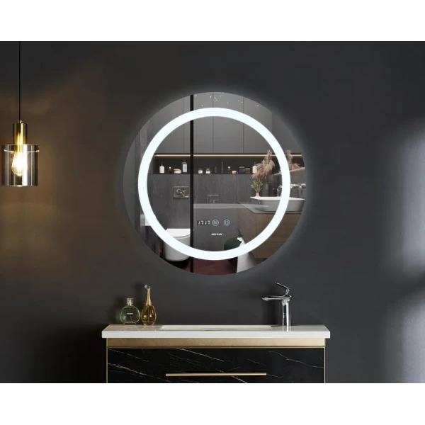 Дзеркало Mixxus PLAIN MC02-60-CASE з LED Touch, Anti-fog, димером, рег. яскравості, годинником (MI6661)