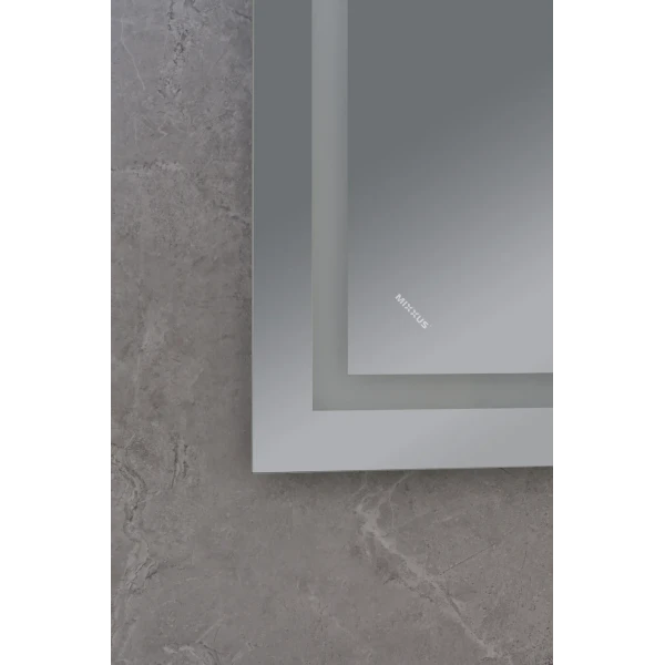 Зеркало Mixxus WARM MR02-70x50-CASE с Led Touch, Anti-fog, димером, регулятором яркости, часами (MI6669)