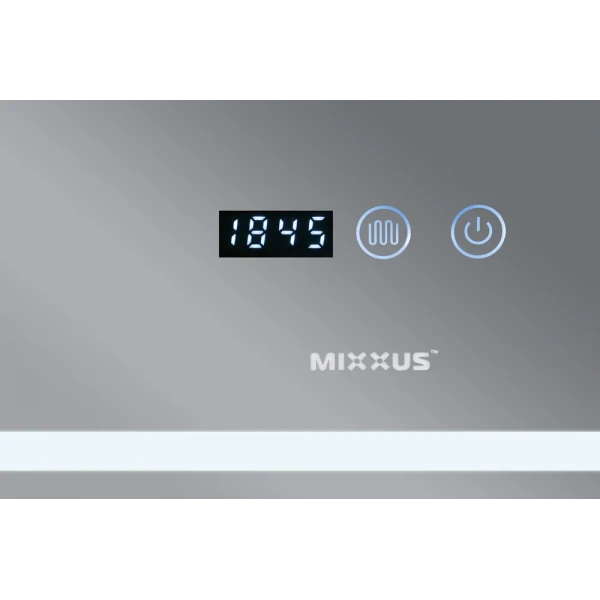 Зеркало Mixxus WARM MR02-70x50-CASE с Led Touch, Anti-fog, димером, регулятором яркости, часами (MI6669)
