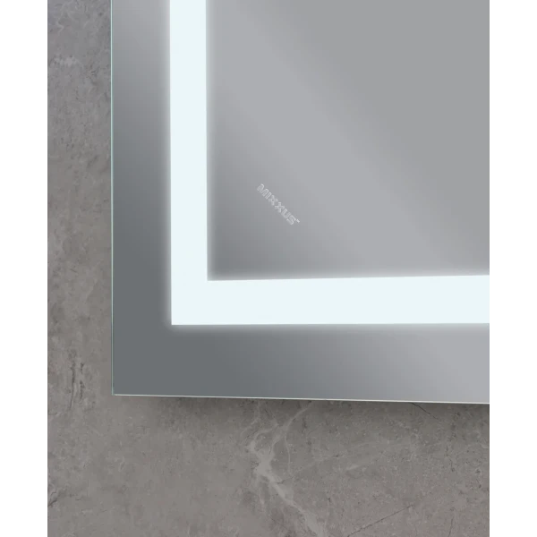 Зеркало Mixxus WARM MR02-70x50-CASE с Led Touch, Anti-fog, димером, регулятором яркости, часами (MI6669)