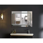 Дзеркало Mixxus WARM MR02-70x50-CASE з LED Touch, Anti-fog, димером, рег. яскравості, годинником (MI6669)