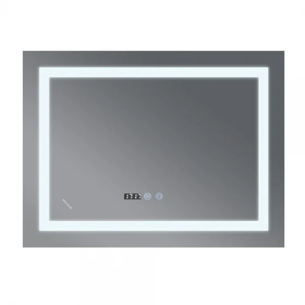 Зеркало Mixxus WARM MR02-80x60-CASE с Led Touch, Anti-fog, димером, регулятором яркости, часами (MI6671)