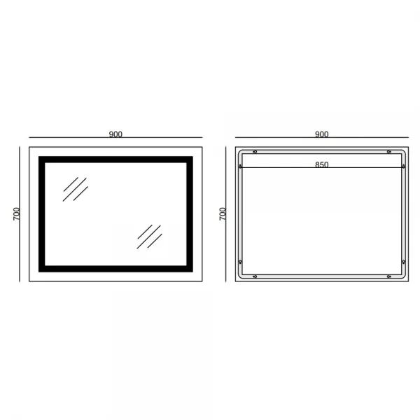 Дзеркало Mixxus WARM MR02-90x70 з LED Touch, Anti-fog, димером, рег. яскравості, годинником (MI6673)